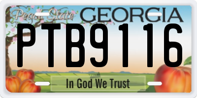 GA license plate PTB9116