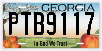 GA license plate PTB9117