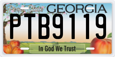 GA license plate PTB9119