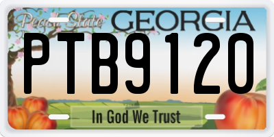 GA license plate PTB9120