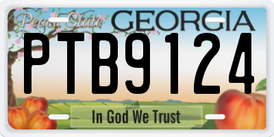 GA license plate PTB9124