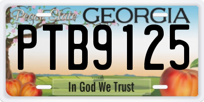 GA license plate PTB9125