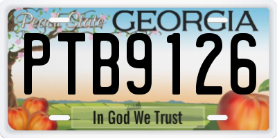GA license plate PTB9126