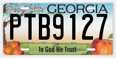 GA license plate PTB9127