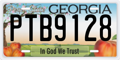 GA license plate PTB9128