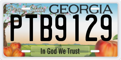 GA license plate PTB9129