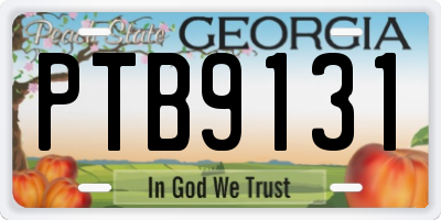GA license plate PTB9131