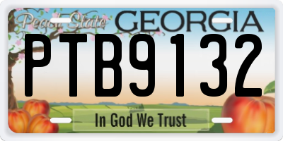 GA license plate PTB9132
