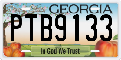 GA license plate PTB9133