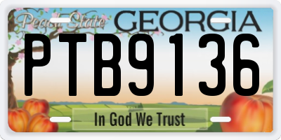 GA license plate PTB9136