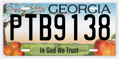 GA license plate PTB9138