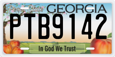 GA license plate PTB9142