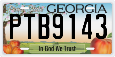 GA license plate PTB9143