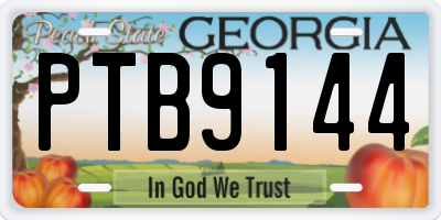 GA license plate PTB9144