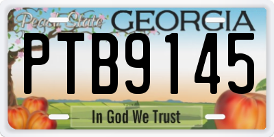 GA license plate PTB9145