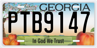 GA license plate PTB9147
