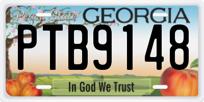 GA license plate PTB9148
