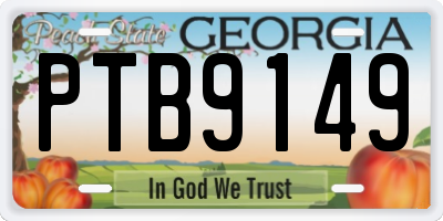 GA license plate PTB9149