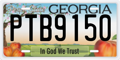 GA license plate PTB9150