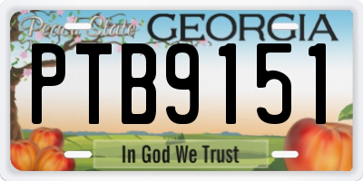 GA license plate PTB9151