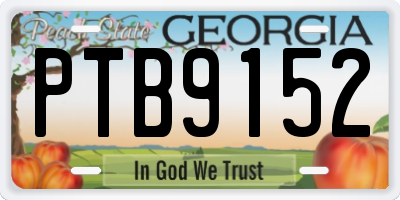 GA license plate PTB9152