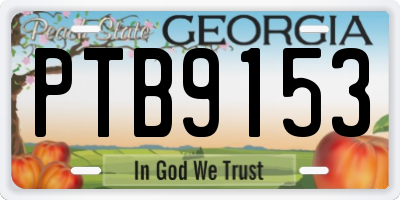 GA license plate PTB9153