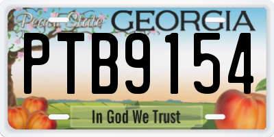 GA license plate PTB9154
