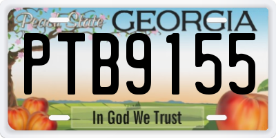 GA license plate PTB9155