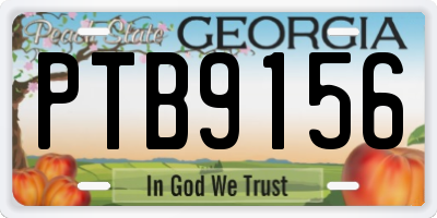 GA license plate PTB9156