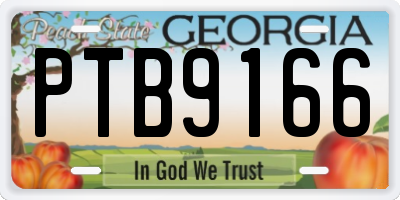 GA license plate PTB9166