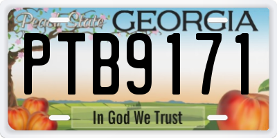 GA license plate PTB9171