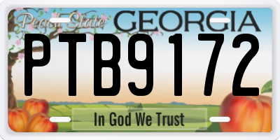 GA license plate PTB9172