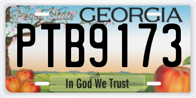 GA license plate PTB9173