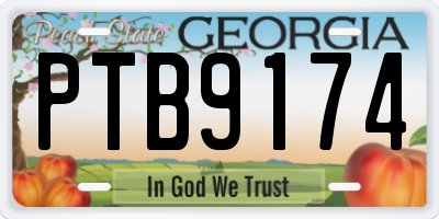 GA license plate PTB9174