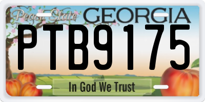 GA license plate PTB9175