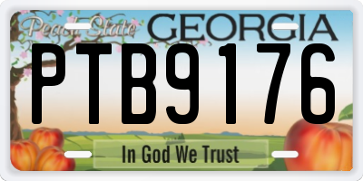 GA license plate PTB9176