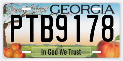 GA license plate PTB9178