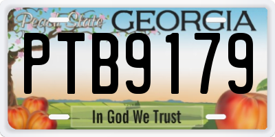 GA license plate PTB9179