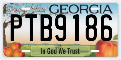 GA license plate PTB9186