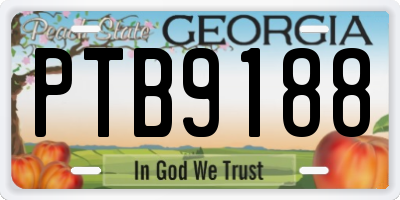 GA license plate PTB9188