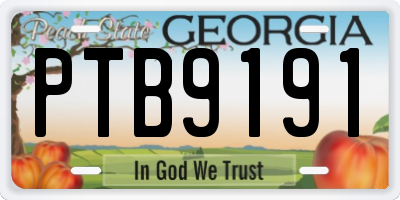 GA license plate PTB9191
