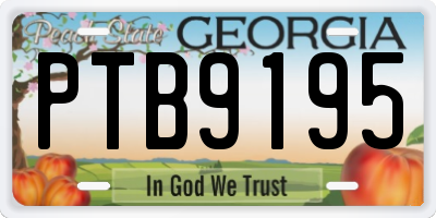 GA license plate PTB9195