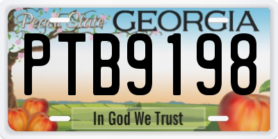 GA license plate PTB9198