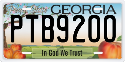 GA license plate PTB9200
