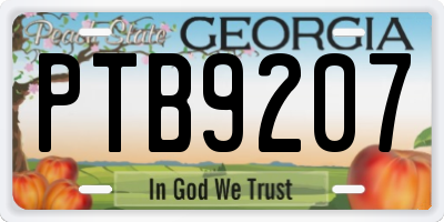 GA license plate PTB9207