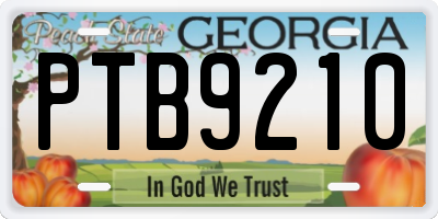 GA license plate PTB9210