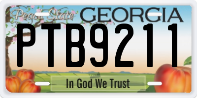 GA license plate PTB9211
