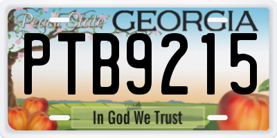 GA license plate PTB9215