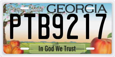 GA license plate PTB9217