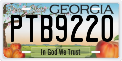 GA license plate PTB9220